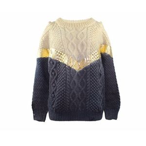Tie Dye Gold foiled Wool Knitted Sweater
